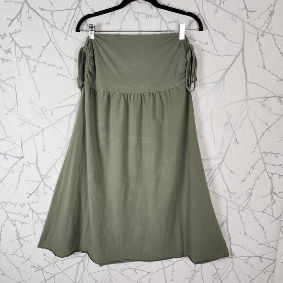 Of The Earth Green Organic Cotton Azlon Stretch Fit & Flare Midi Skirt - Picture 1 of 8